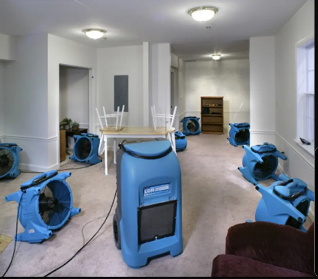 Air movers and dehumidifier setup for Water Extraction & Removal in Walkertown