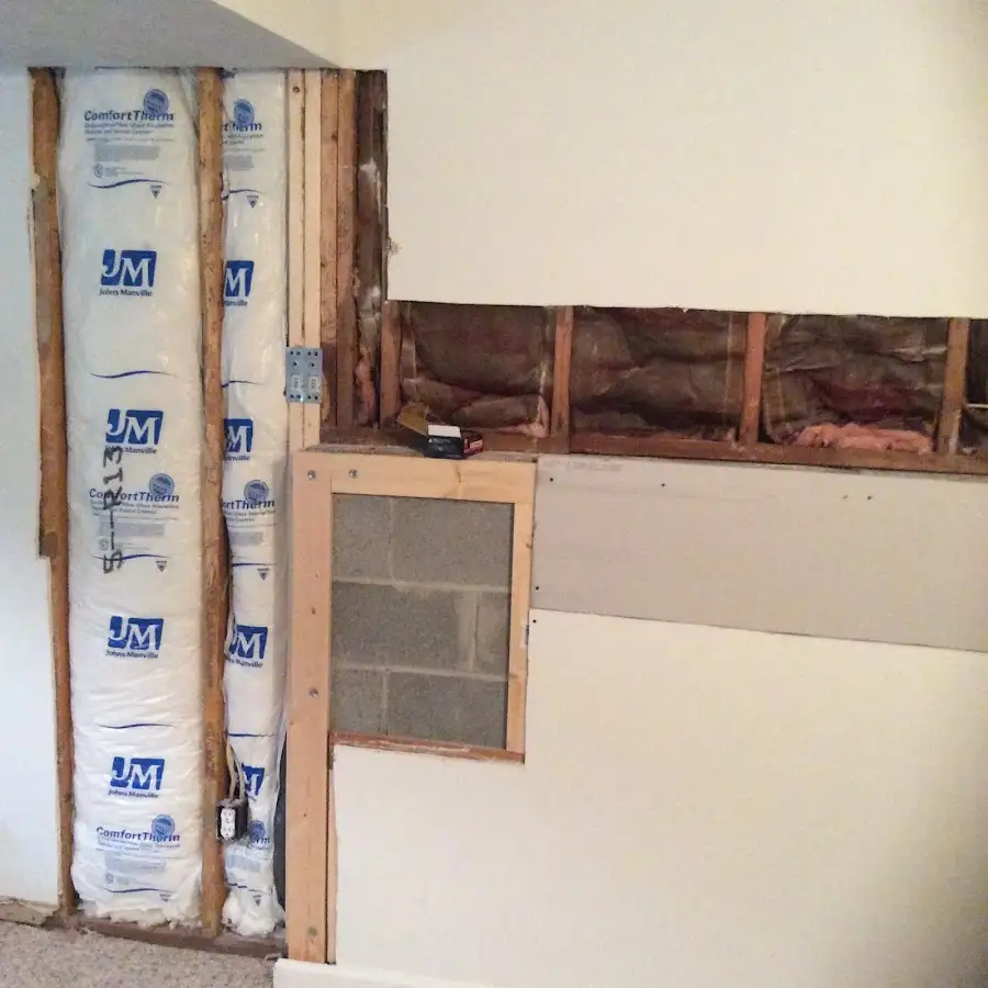 Wall insulation replacement during Basement Flood Cleanup in Walkertown